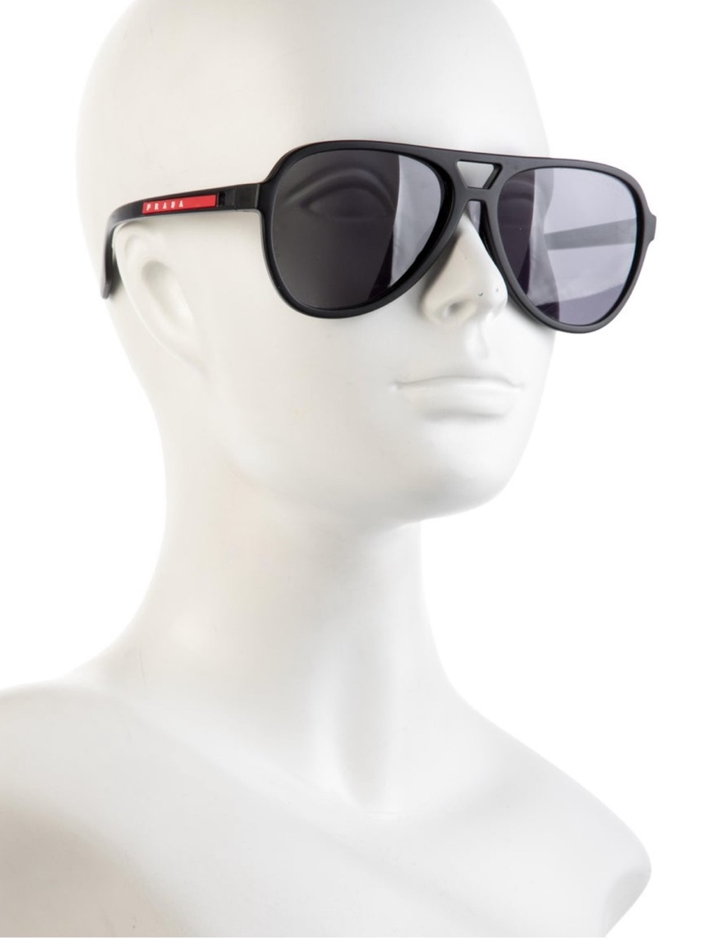 Prada Women’s Black Sunglasses with Red Temple Accent
